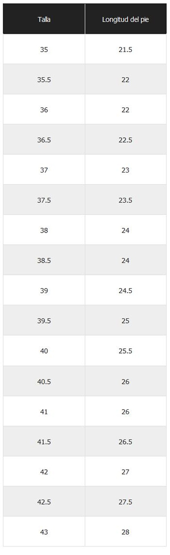 Medidas pie